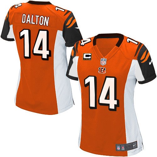 Women's Elite Andy Dalton C Patch Nike Jersey Orange Alternate - #14 NFL Cincinnati Bengals